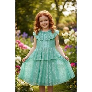New Easter Girls Sequin Dress Sparkle Party Fairy Green Mint 8 10 Wulful Tier
